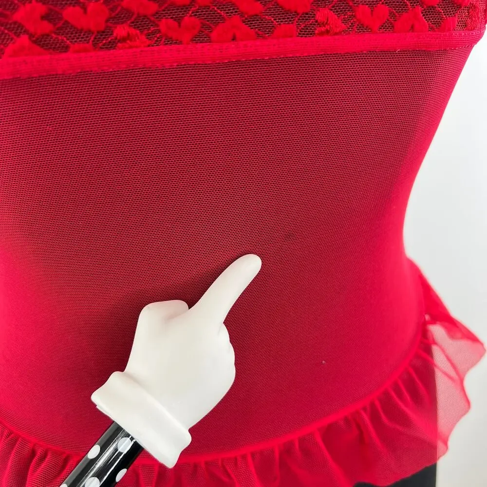 ARIANNE Red Sleeveless Lace Ruffle Hem Corset Lingerie Top Size S Small